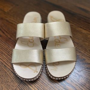 Sam Edelman gold slide sandals, 8.5